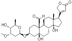 structure of CAS# 508-77-0, Cymarin;(3beta,5beta)-3-[(2,6-Dideoxy-3-O-methyl-beta-D-ribo-hexopyranosyl)oxy]-5,14-dihydroxy-19-oxocard-20(22)-enolide; Alvonal MR; Cymarine; K-Strophanthin-alpha; NSC 7522; Strophantin K; WV 90043a; k-Strophanthin-alpha