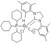 (SP-5-53)-[1,3-Bis(2,4,6-trimethylphenyl)-2-imidazolidinylidene]carbonylchlorohydro(tricyclohexylphosphine)ruthenium molecular structure (CAS 508172-17-6)
