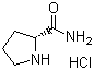 结构式 CAS# 50894-62-7, (2R)-2-吡咯烷甲酰胺单盐酸盐