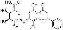 structure of CAS# 51059-44-0, Wogonoside;Glychionide B; Oroxindin; Wogonin 7-O-glucuronide; 5-Hydroxy-8-methoxy-4-oxo-2-phenyl-4H-1-benzopyran-7-yl-beta-D-glucopyranosiduronic acid; Wogonin 7-glucuronide