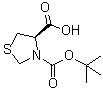 结构式 CAS# 51077-16-8, (4R)-3-(叔丁氧羰基)-1,3-噻唑烷-4-羧酸