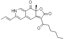 (9aR)-9a-甲基-3-(1-氧代己基)-6-(1E)-1-丙烯-1-基呋喃并[3,2-g]异喹啉-2,9(7H,9aH)-二酮分子结构 (CAS 514-66-9)