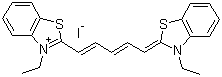 structure of CAS# 514-73-8, 3,3'-Diethylthiadicarbocyanine iodide