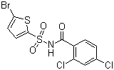 structure of CAS# 519055-62-0, Tasisulam;N-(2,4-Dichlorobenzoyl)-5-bromothiophene-2-sulfonamide