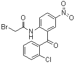 structure of CAS# 52130-87-7, 2-Bromo-N-[2-(2-chlorobenzoyl)-4-nitrophenyl]acetamide