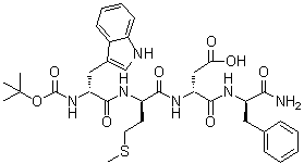 N-(tert-Butoxycarbonyl)-D-tryptophyl-D-methionyl-D-aspartyl-D-phenylalaninamide molecular structure (CAS 5235-22-3)