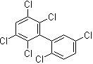 structure of CAS# 52663-63-5, 2,2',3,5,5',6-Hexachloro-1,1'-biphenyl;2,2',3,5,5',6-Hexachlorobiphenyl; 2,2',3',5,5',6'-Hexachlorobiphenyl; 2,3,5,6,2',5'-Hexachlorobiphenyl; CB 151; PCB 151