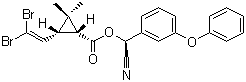 structure of CAS# 52918-63-5, Deltamethrin;(S)-alpha-Cyano-3-phenoxybenzyl (1R,3R)-3-(2,2-dibromovinyl)-2,2-dimethylcyclopropanecarboxylate
