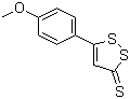 structure of CAS# 532-11-6, Anethole trithione;5-(4-Methoxyphenyl)-1,2-dithiole-3-thione; 5-(4-Methoxyphenyl)-3H-1,2-dithiole-3-thione