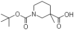 structure of CAS# 534602-47-6, 1-N-Boc-3-Methylpiperidine-3-carboxylic acid;1-(tert-Butoxycarbonyl)-3-methylpiperidine-3-carboxylic acid; 3-Methyl-1,3-piperidinedicarboxylic acid 1-(1,1-dimethylethyl) ester