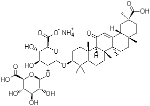 structure of CAS# 53956-04-0, Glycyrrhizic acid ammonium salt;3-O-(2-O-beta-D-Glucopyranuronosyl-alpha-D-glucopyranuronosyl)-18beta-g lycyrrhetinic acid ammonium salt