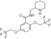结构式 CAS# 54143-55-4, 氟卡尼; 氟卡尼碱; N-(2-哌啶基甲基)-2,5-双(2,2,2-三氟乙氧基)苯甲酰胺