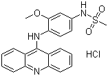 structure of CAS# 54301-15-4, Amsacrine hydrochloride;4-(9-Acridinylamino)-N-(methanesulfonyl)-m-anisidine hydrochloride