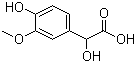 structure of CAS# 55-10-7, 4-Hydroxy-3-methoxymandelic acid;DL-4-Hydroxy-3-methoxymandelic acid; DL-Vanillomandelic acid; VMA