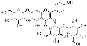山柰酚 3-槐糖甙 7-葡糖苷分子结构 (CAS 55136-76-0)