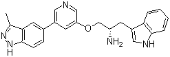 结构式 CAS# 552325-16-3, (alphaS)-alpha-[[[5-(3-甲基-1H-吲唑-5-基)-3-吡啶基]氧基]甲基]-(S)-1H-吲哚-3-乙胺