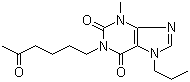 结构式 CAS# 55242-55-2, 普罗潘非林; 丙戊托菲林; 丙戊茶碱; 3-甲基-1-(5-氧代己基)-7-丙基嘌呤-2,6-二酮