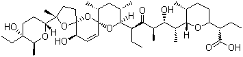 structure of CAS# 55721-31-8, Salinomycin;(2R)-2-[(5S,6R)-6-[(2S,3S,4S,6R)-6-[(2S,5R,7S,9S,10S,12R,15R)-2-[(2R,5R,6S)-5-Ethyl-5-hydroxy-6-methyloxan-2-yl]-15-hydroxy-2,10,12-trimethyl-1,6,8-trioxadispiro[4.1.5.3]pentadec-13-en-9-yl]-3-hydroxy-4-methyl-5-oxooctan-2-yl]-5-methyloxan-2-yl]butanoic acid
