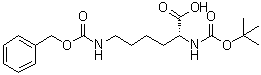 结构式 CAS# 55878-47-2, N2-[叔丁氧羰基]-N6-[苄氧羰基]-D-赖氨酸