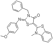 3-Benzyl-2-[(4-methoxyphenyl)imino]-5-(3-methyl-3H-benzothiazol-2-ylidene)thiazolidin-4-one molecular structure (CAS 562825-00-7)