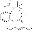 structure of CAS# 564483-19-8, 2-Di-tert-butylphosphino-2',4',6'-triisopropylbiphenyl;Palladium (methanesulfonato-?O)[2'-(methylamino)[1,1'-biphenyl]-2-yl]-, compd. with dicyclohexyl[3-(1-methylethoxy)-2',4',6'-tris(1-methylethyl)[1,1'-biphenyl]-2-yl]phosp