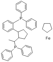 (R)-(+)-1-[(R)-2-(2'-二苯基膦基苯基)二茂铁]乙基二苯基膦分子结构 (CAS 565184-32-9)