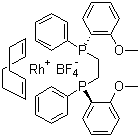 结构式 CAS# 56977-92-5, (R,R)-(-)-1,2-双[(邻甲氧苯基)(苯基)膦]乙烷(1,5-环辛二烯)合铑四氟硼酸盐