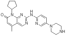 structure of CAS# 571190-22-2, 8-Cyclopentyl-5-methyl-2-[[(5-piperazin-1-ylpyridin-2-yl)]amino]-8H-pyrido[2,3-d]pyrimidin-7-one