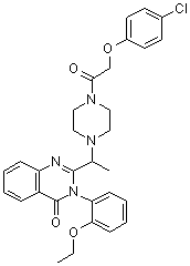 structure of CAS# 571203-78-6, Erastin;2-[1-[4-[2-(4-Chlorophenoxy)acetyl]-1-piperazinyl]ethyl]-3-(2-ethoxyphenyl)-4(3H)-quinazolinone