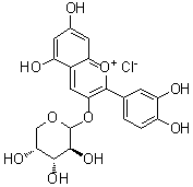 Cyanidin 3-arabinoside molecular structure (CAS 57186-11-5)
