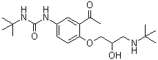 N-[3-乙酰基-4-[3-[(1,1-二甲基乙基)氨基]-2-羟基丙氧基]苯基]-N'-(1,1-二甲基乙基)脲分子结构 (CAS 57471-01-9)