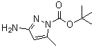 structure of CAS# 578008-32-9, 3-Amino-5-methylpyrazole-1-carboxylic acid tert-butyl ester;tert-Butyl 3-amino-5-methyl-1H-pyrazole-1-carboxylate