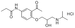 N-[3-acetyl-4-[2-hydroxy-3-(propan-2-ylamino)propoxy]phenyl]propanamide hydrochloride molecular structure (CAS 57898-79-0)