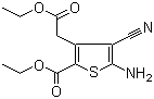 Ethyl 5-amino-4-cyano-3-(2-ethoxy-2-oxoethyl)thiophene-2-carboxylate molecular structure (CAS 58168-20-0)