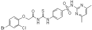 2-(4-Bromo-2-chlorophenoxy)-N-[[[4-[[(4,6-dimethyl-2-pyrimidinyl)amino]sulfonyl]phenyl]amino]thioxomethyl]acetamide molecular structure (CAS 587841-73-4)
