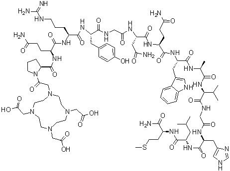 1-[1-[2-[4,7,10-三(羧甲基)-1,4,7,10-四氮杂环十二碳-1-基]乙酰基]-L-脯氨酸]-4-L-酪氨酸-蛙皮素分子结构 (CAS 593287-40-2)