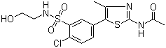 结构式 CAS# 593960-11-3, PIK 93; N-[5-[4-氯-3-[[(2-羟基乙基)氨基]磺酰基]苯基]-4-甲基-2-噻唑基]乙酰胺