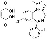 结构式 CAS# 59467-94-6, 马来酸咪达唑仑; 8-氯-6-(2-氟苯基)-1-甲基-4H-咪唑并[1,5-a][1,4]苯并二氮杂卓马来酸盐