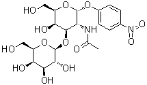 结构式 CAS# 59837-14-8, 4-硝基苯基 2-(乙酰氨基)-2-脱氧-3-O-beta-D-吡喃半乳糖基-alpha-D-吡喃半乳糖苷