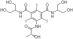结构式 CAS# 60166-93-0, 碘帕醇; (S)-N,N'-双(1,3-二羟基丙-2-基)-5-[[(2S)-2-羟基丙酰]氨基]-2,4,6-三碘苯-1,3-二甲酰胺