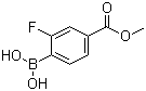 结构式 CAS# 603122-84-5, 2-氟-4-甲氧基甲酰苯硼酸; 2-氟-4-(甲氧羰基)苯基硼酸