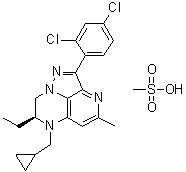 (7S)-6-(环丙基甲基)-2-(2,4-二氯苯基)-7-乙基-7,8-二氢-4-甲基-6H-1,3,6,8a-四氮杂苊甲烷磺酸盐分子结构 (CAS 603151-83-3)