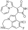 3-(9-Fluoro-1,2,3,4-tetrahydropyrrolo[3,2,1-jk][1,4]benzodiazepin-7-yl)-4-imidazo[1,2-a]pyridin-3-yl-1H-pyrrole-2,5-dione monohydrochloride molecular structure (CAS 603272-51-1)