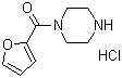 结构式 CAS# 60548-09-6, 1-(2-呋喃甲酰基)哌嗪盐酸盐