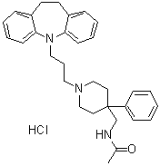 N-[[1-[3-(10,11-Dihydro-5H-dibenz[b,f]azepin-5-yl)propyl]-4-phenyl-4-piperidyl]methyl]acetamide monohydrochloride molecular structure (CAS 6076-60-4)