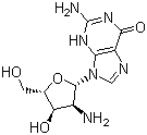 structure of CAS# 60966-26-9, 2'-Amino-2'-deoxyguanosine;2-Amino-9-((2R,3R,4S,5R)-3-amino-4-hydroxy-5-(hydroxymethyl)tetrahydrofuran-2-yl)-1,9-dihydro-6H-purin-6-one