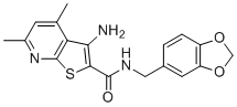 结构式 CAS# 612514-42-8, 3-氨基-N-(1,3-苯并二氧杂环戊烯-5-基甲基)-4,6-二甲基噻吩并[2,3-b]吡啶-2-甲酰胺
