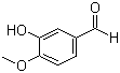 结构式 CAS# 621-59-0, 3-羟基-4-甲氧基苯甲醛; 异香草醛