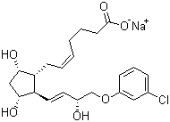 structure of CAS# 62561-03-9, (+)-Cloprostenol sodium;(5Z)-7-[(1R,2R,3R,5S)-2-[(1E,3R)-4-(3-Chlorophenoxy)-3-hydroxy-1-buten-1-yl]-3,5-dihydroxycyclopentyl]-5-heptenoic acid sodium salt