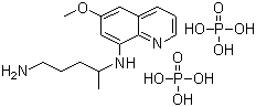 结构式 CAS# 63-45-6, 磷酸伯安喹; N4-(6-甲氧基-8-喹啉基)-1-戊二胺二磷酸盐